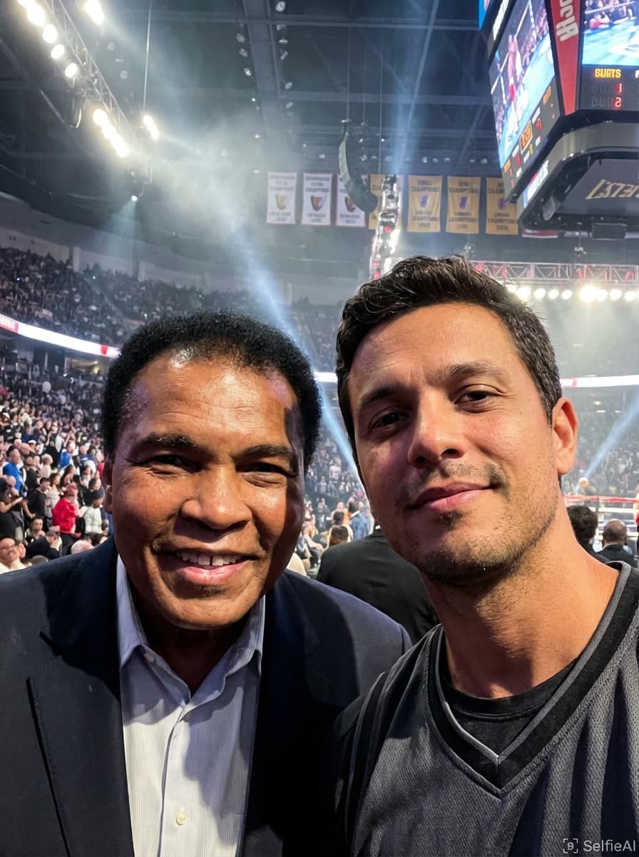 Selfie IA com Muhammad Ali