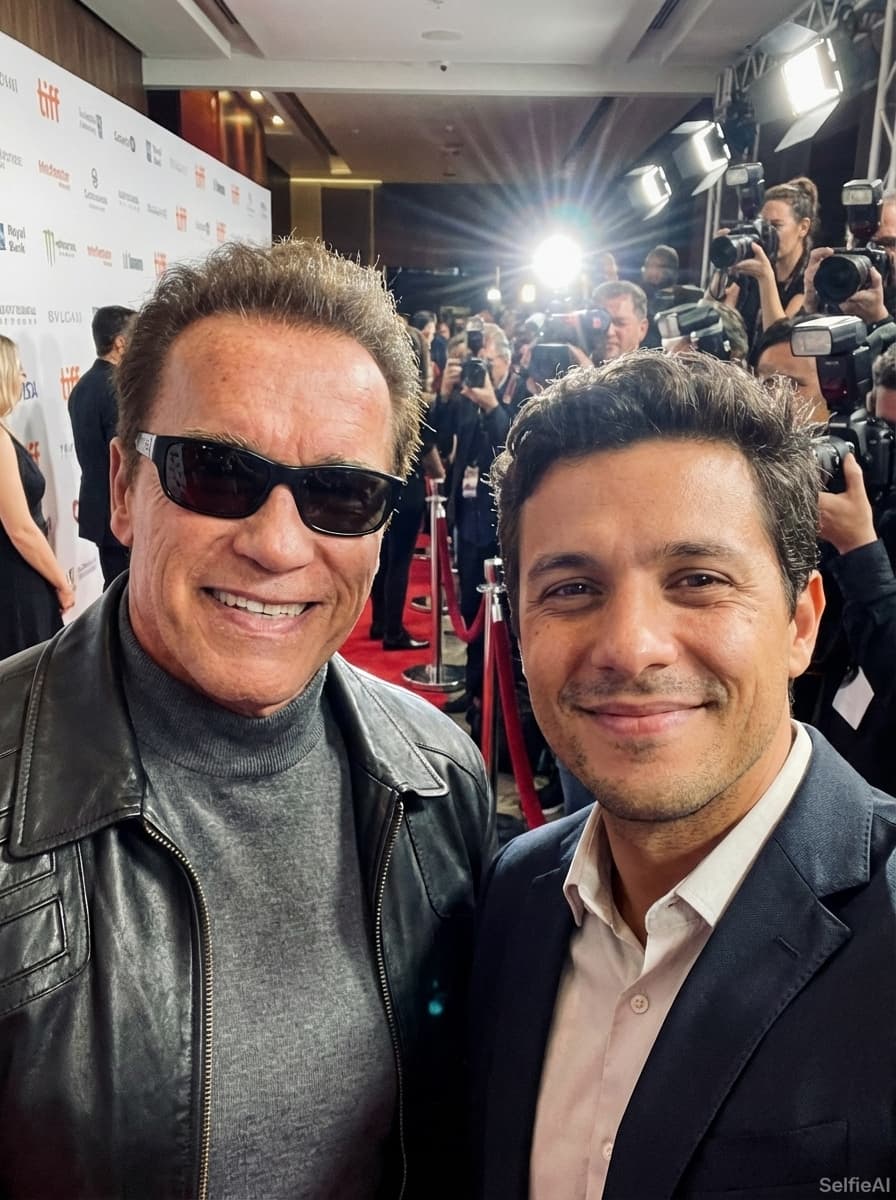 Selfie IA com Arnold Schwarzenegger