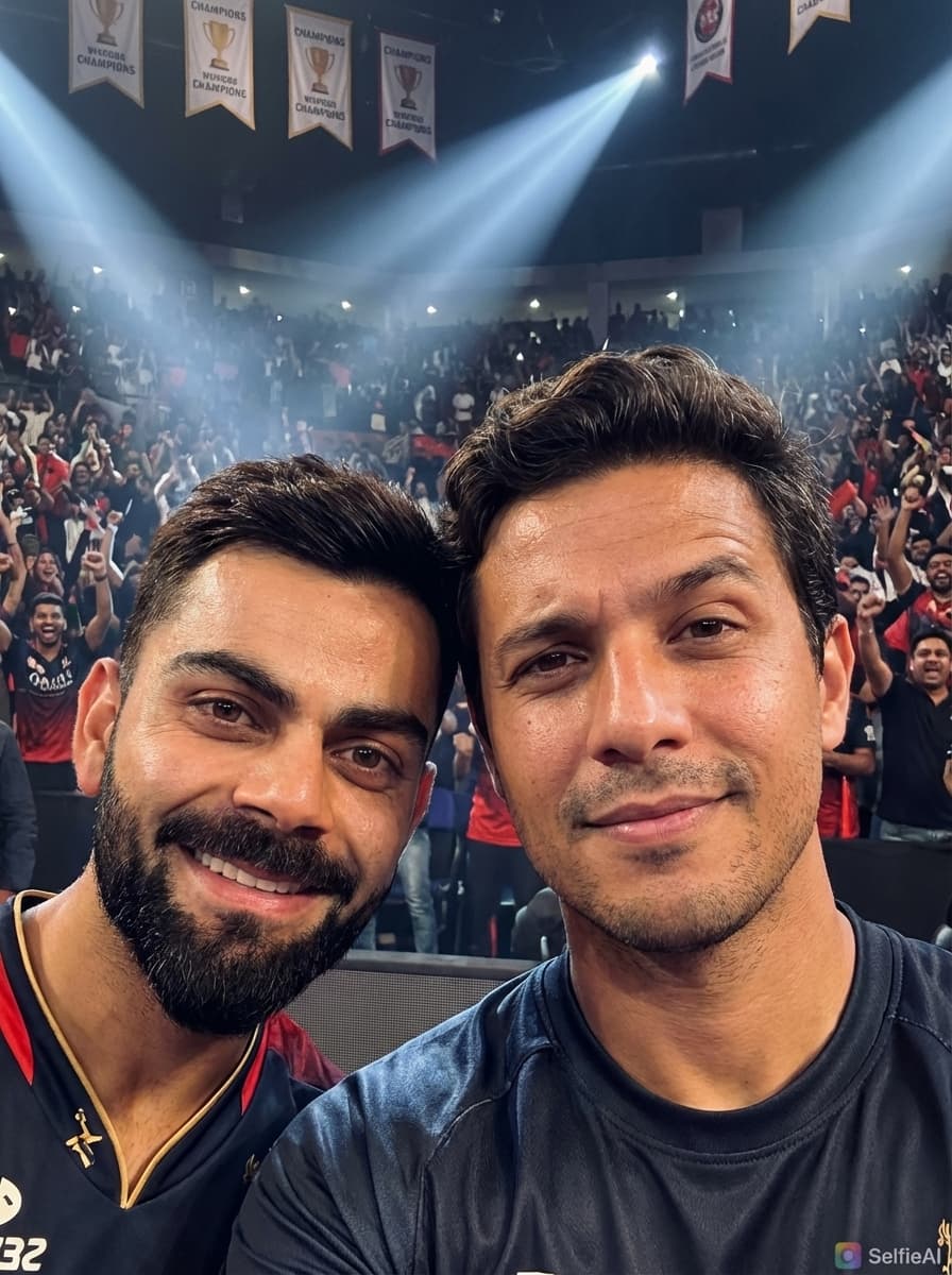 Selfie IA com Virat Kohli