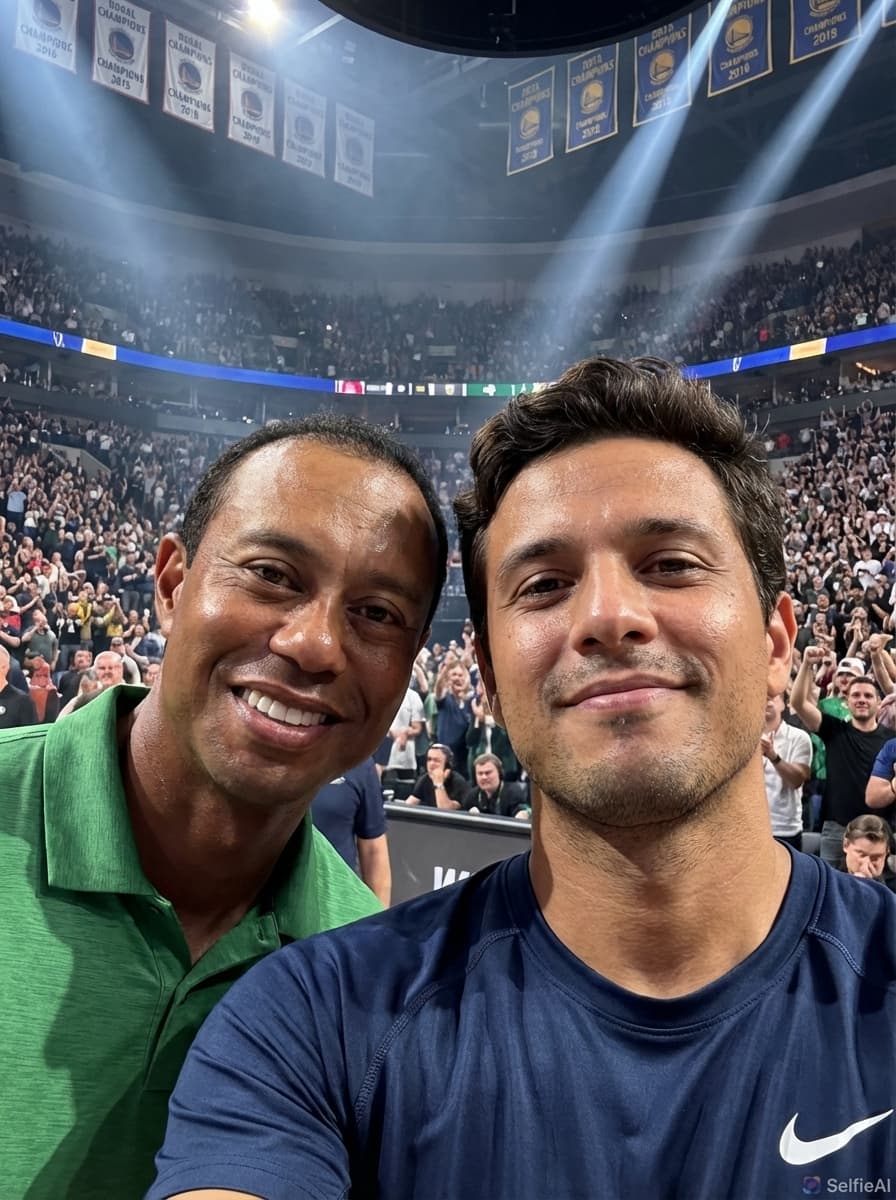 Selfie IA com Tiger Woods