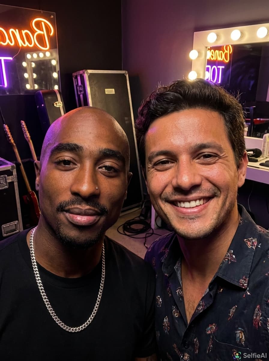 Selfie IA com Tupac Shakur